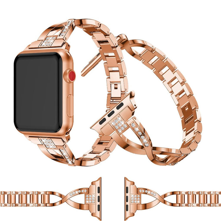 Mega fint Apple Watch Series 5 40mm Metal og Rhinsten Rem - Pink#serie_2