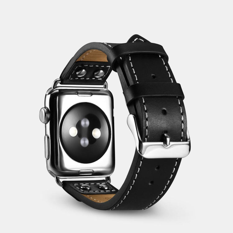 Komfortabel Apple Watch Series 5 40mm Ægte læder Rem - Sort#serie_1