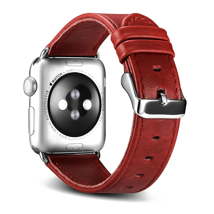 Smuk Apple Watch Series 5 40mm Ægte læder Rem - Rød#serie_4