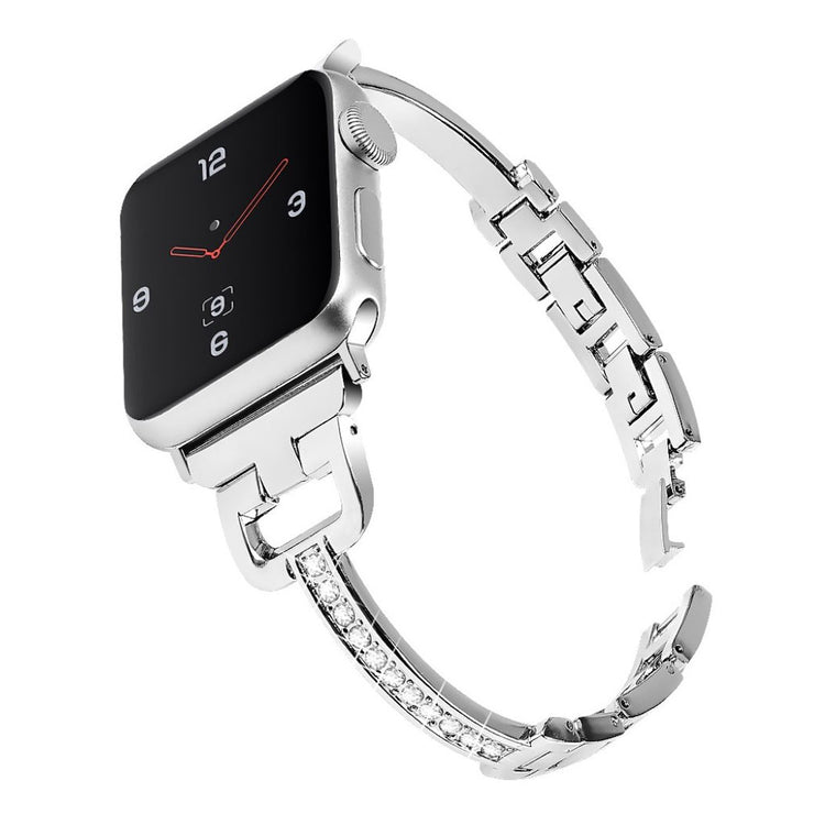  Apple Watch Series 5 44mm / Apple Watch 44mm Metal og Rhinsten Rem - Sølv#serie_6