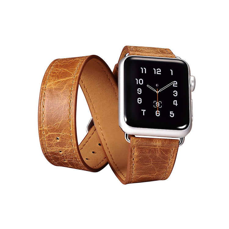  Apple Watch Series 5 44mm / Apple Watch 44mm Ægte læder Rem - Orange#serie_2