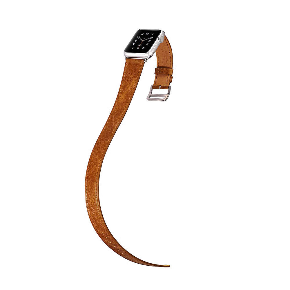  Apple Watch Series 5 44mm / Apple Watch 44mm Ægte læder Rem - Orange#serie_2