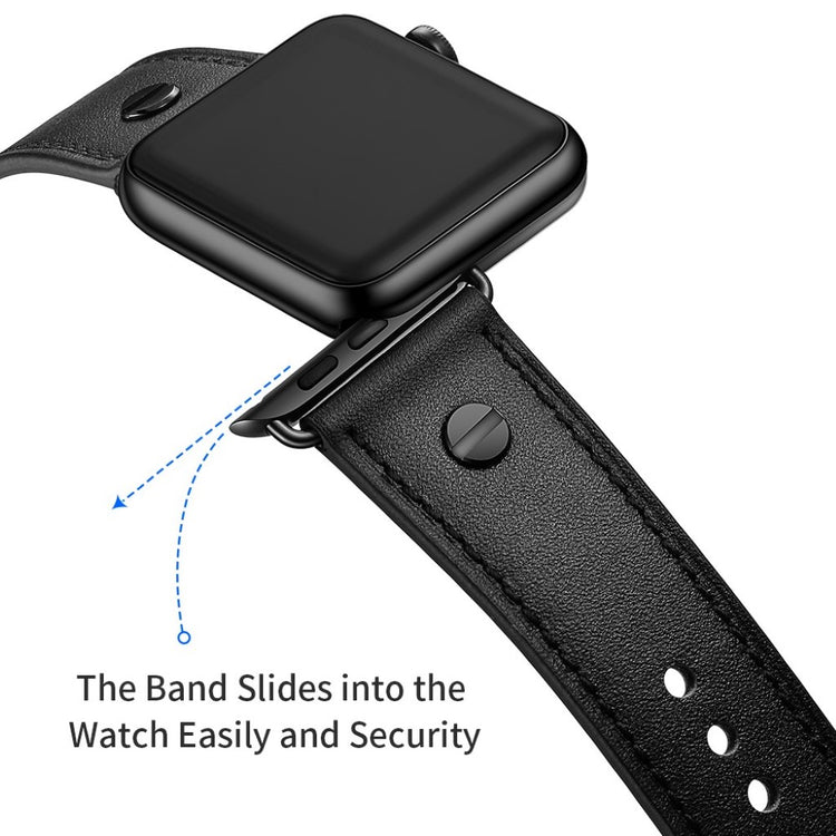 Vildt fantastisk Apple Watch Series 5 44mm Ægte læder Rem - Sort#serie_1