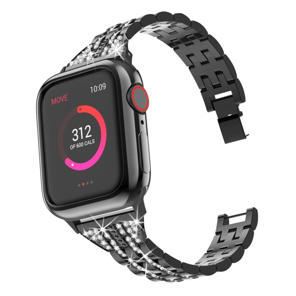  Apple Watch Series 5 44mm / Apple Watch 44mm Metal og Rhinsten Rem - Sort#serie_1