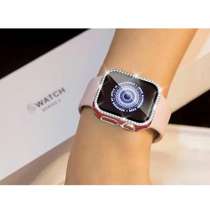 Super Fed Apple Watch 40mm Cover med Skærmbeskytter i Plastik, Rhinsten og Hærdet Glas - Rød#serie_8