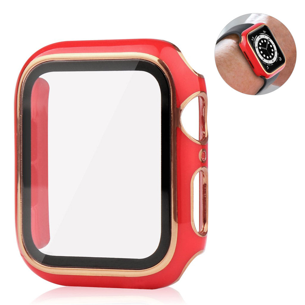 Meget Flot Universal Apple Cover med Skærmbeskytter i Plastik og Hærdet Glas - Rød#serie_7