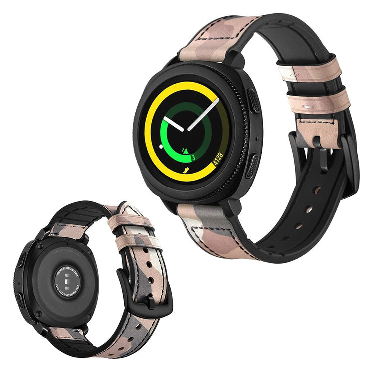 Glimrende Samsung Gear Sport Ægte læder og Silikone Rem - Pink#serie_1