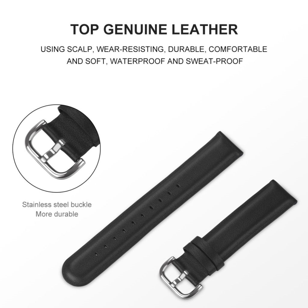 Rigtigt elegant Samsung Galaxy Watch (42mm) Ægte læder Rem - Sort#serie_1