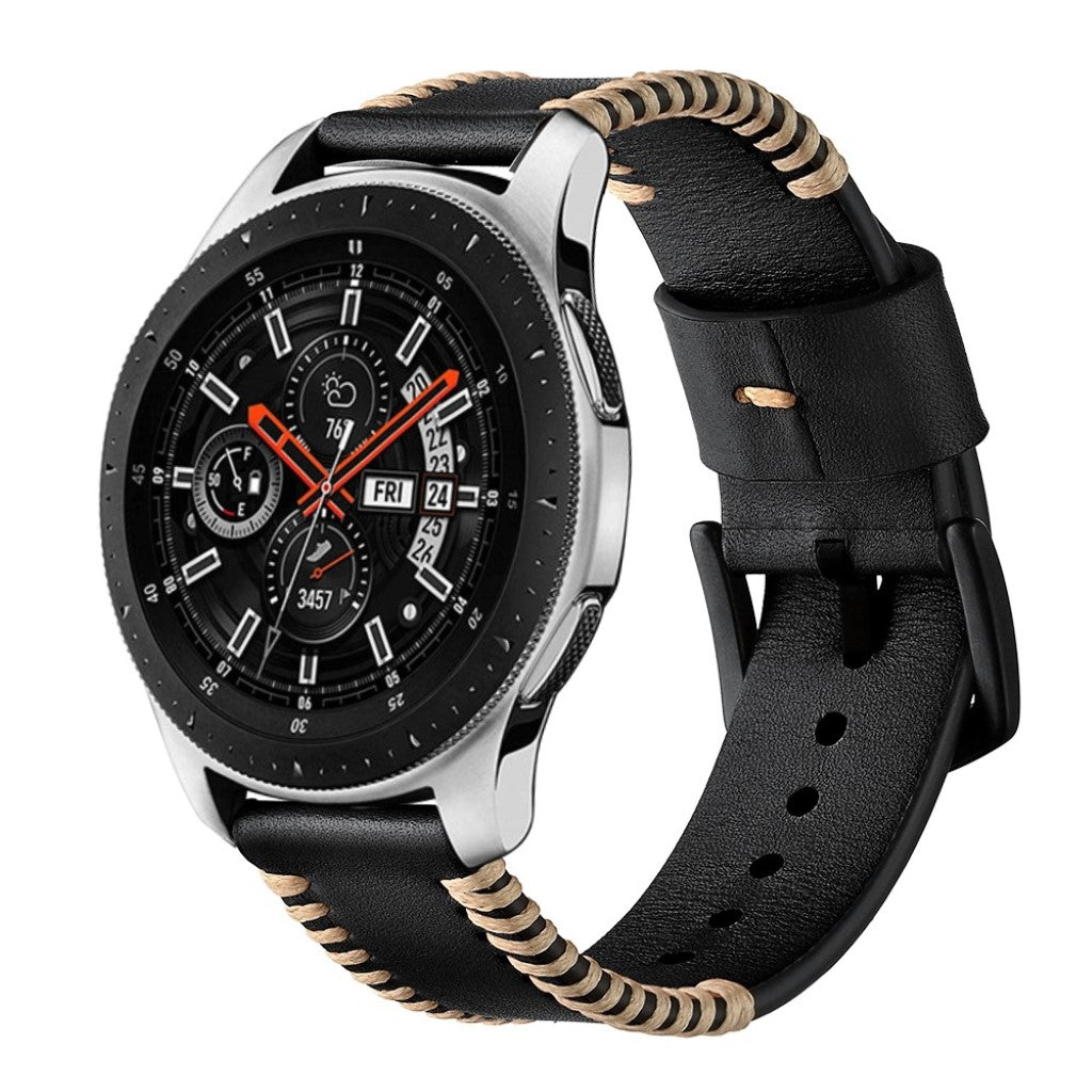 Meget fantastisk Samsung Galaxy Watch (46mm) Ægte læder Rem - Sort#serie_1