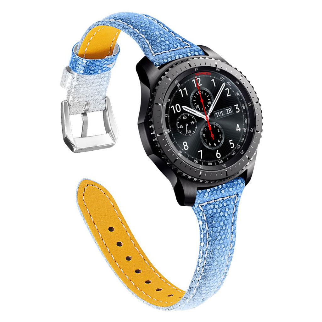 Super fantastisk Samsung Gear S3 Frontier Ægte læder Rem - Blå#serie_5