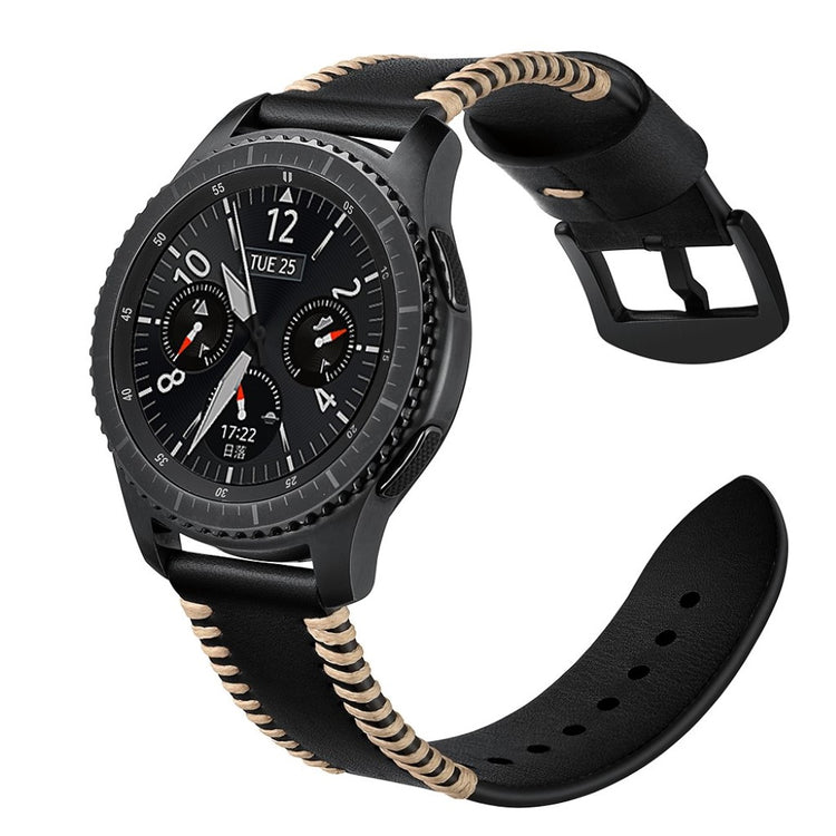 Meget godt Samsung Gear S3 Frontier Ægte læder Rem - Sort#serie_1