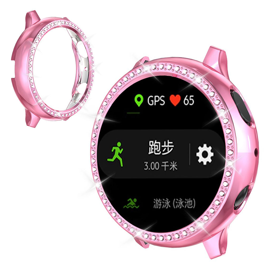 Samsung Galaxy Watch Active 2 - 40mm  Rhinsten og Silikone Bumper  - Pink#serie_4