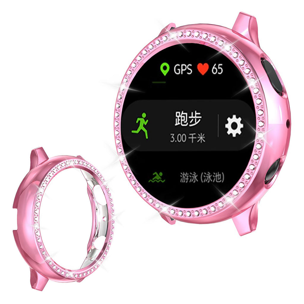 Samsung Galaxy Watch Active 2 - 44mm  Rhinsten og Silikone Bumper  - Pink#serie_4