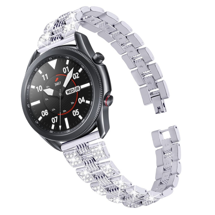 Sejt Samsung Galaxy Watch 3 (41mm) Metal og Rhinsten Rem - Sølv#serie_5