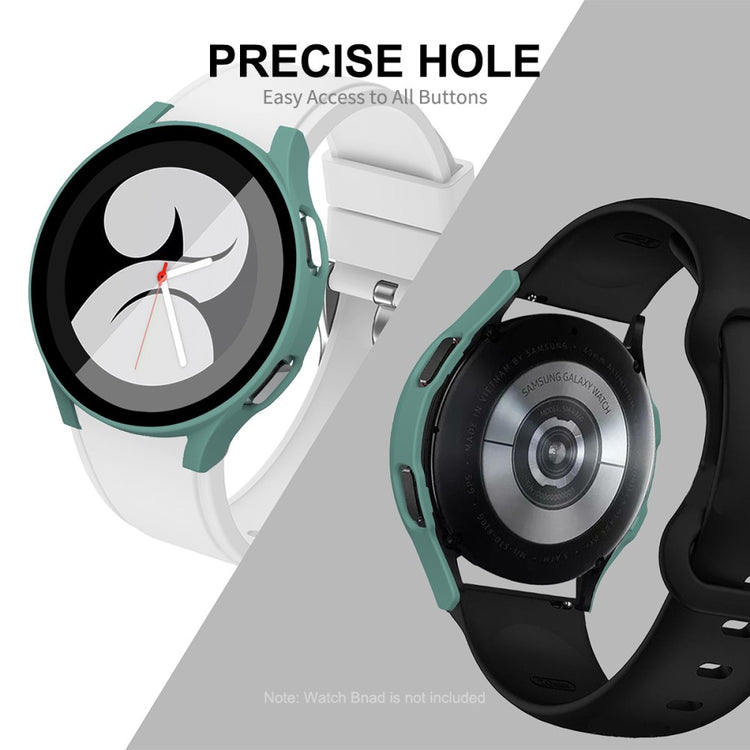 Super Fint Samsung Galaxy Watch 4 (44mm) Cover med Skærmbeskytter i Plastik og Hærdet Glas - Grøn#serie_1