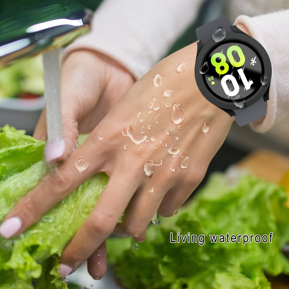 Meget Fint Samsung Galaxy Watch 5 (40mm) / Samsung Galaxy Watch 4 (40mm) Cover med Skærmbeskytter i Plastik og Hærdet Glas - Sort#serie_1