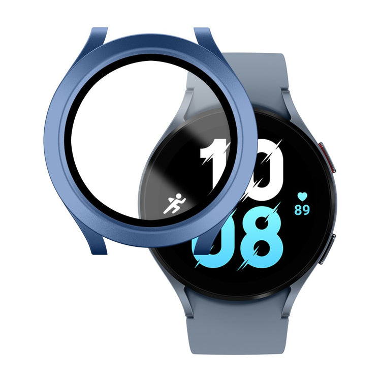 Meget Fint Samsung Galaxy Watch 5 (40mm) / Samsung Galaxy Watch 4 (40mm) Cover med Skærmbeskytter i Plastik og Hærdet Glas - Blå#serie_10