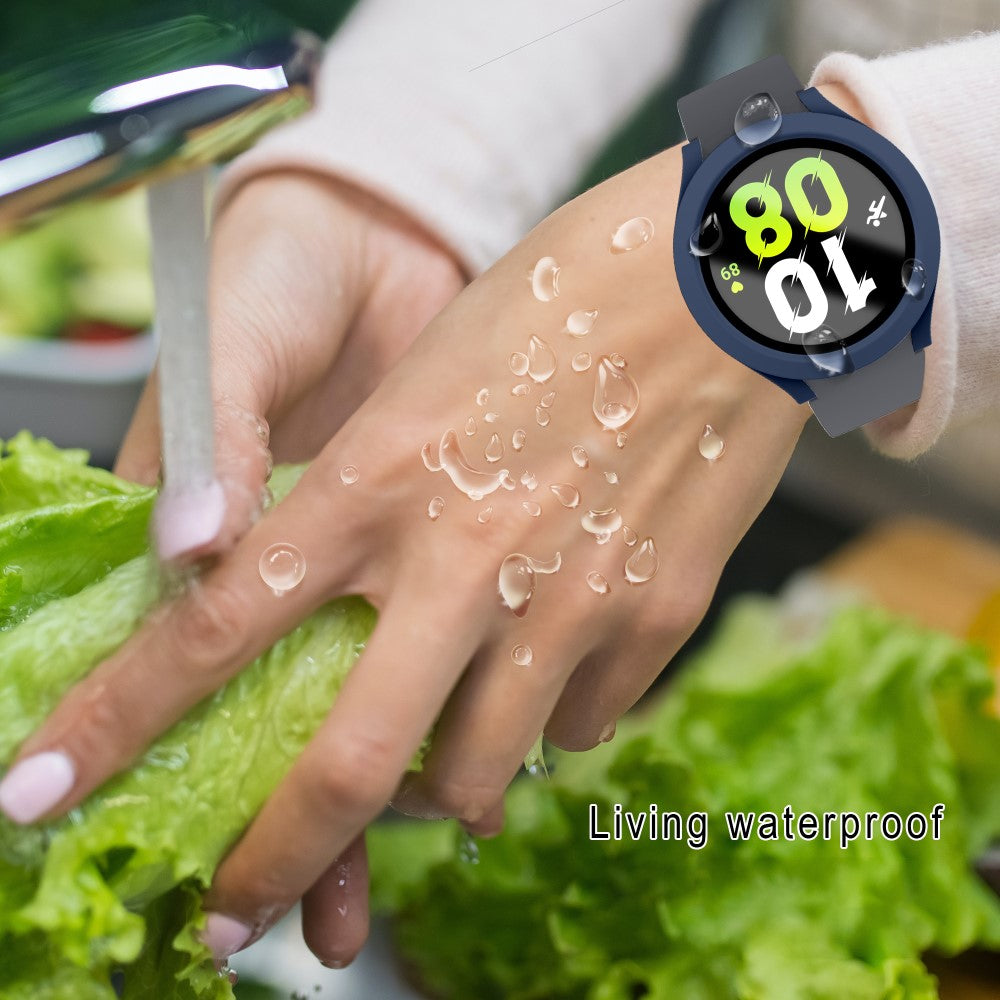 Meget Fint Samsung Galaxy Watch 5 (40mm) / Samsung Galaxy Watch 4 (40mm) Cover med Skærmbeskytter i Plastik og Hærdet Glas - Blå#serie_6