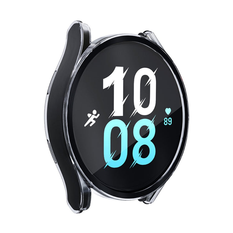 Meget Fint Samsung Galaxy Watch 5 (44mm) / Samsung Galaxy Watch 4 (44mm) Cover med Skærmbeskytter i Plastik og Hærdet Glas - Gennemsigtig#serie_5