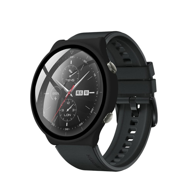 Rigtigt Fed Huawei Watch GT 2 Pro Cover med Skærmbeskytter i Plastik og Hærdet Glas - Sort#serie_1