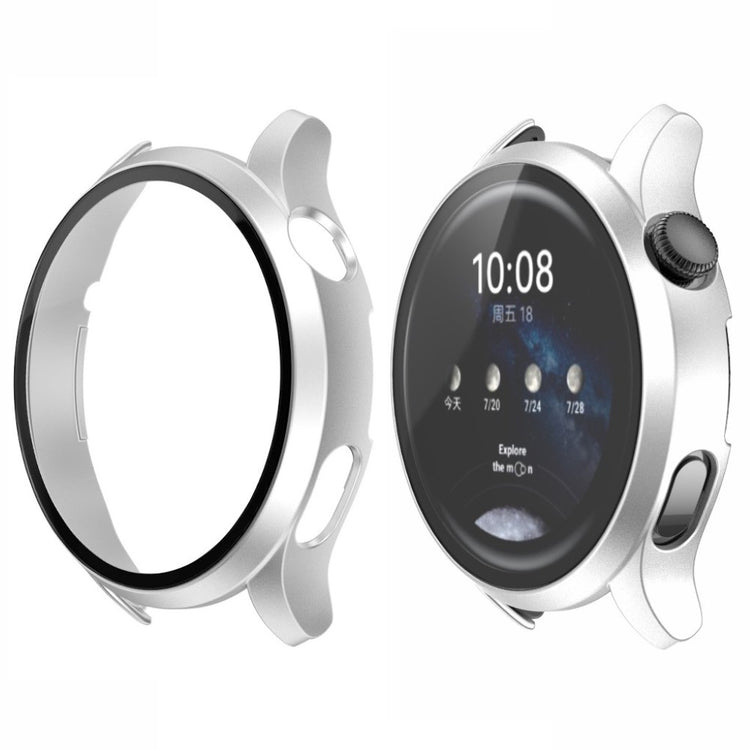 Vildt Fint Huawei Watch 3 Pro Cover med Skærmbeskytter i Plastik og Hærdet Glas - Sølv#serie_4