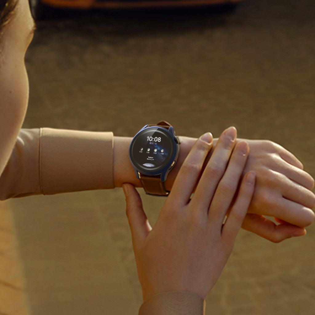 Vildt Fint Huawei Watch 3 Pro Cover med Skærmbeskytter i Plastik og Hærdet Glas - Blå#serie_8