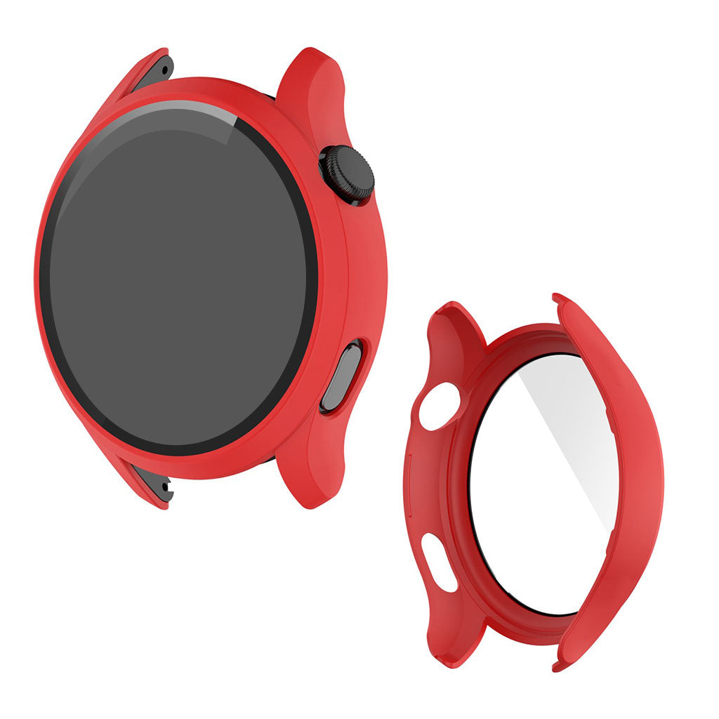 Godt Huawei Watch 3 Cover med Skærmbeskytter i Silikone og Hærdet Glas - Rød#serie_4