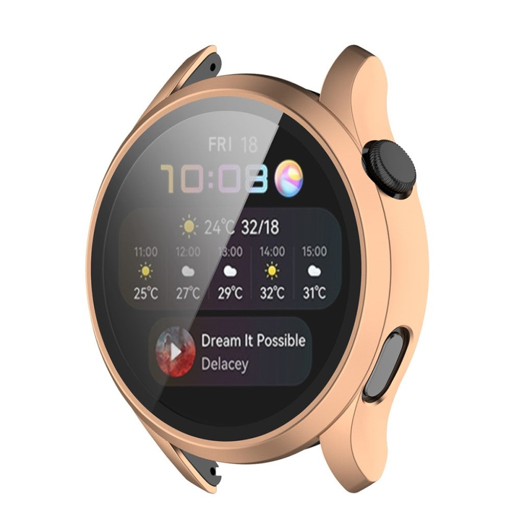 Godt Huawei Watch 3 Cover med Skærmbeskytter i Silikone og Hærdet Glas - Pink#serie_5