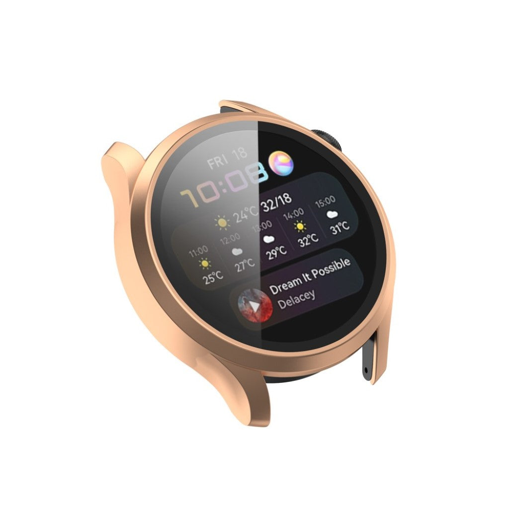 Godt Huawei Watch 3 Cover med Skærmbeskytter i Silikone og Hærdet Glas - Pink#serie_5
