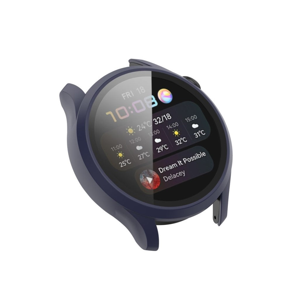 Godt Huawei Watch 3 Cover med Skærmbeskytter i Silikone og Hærdet Glas - Blå#serie_6