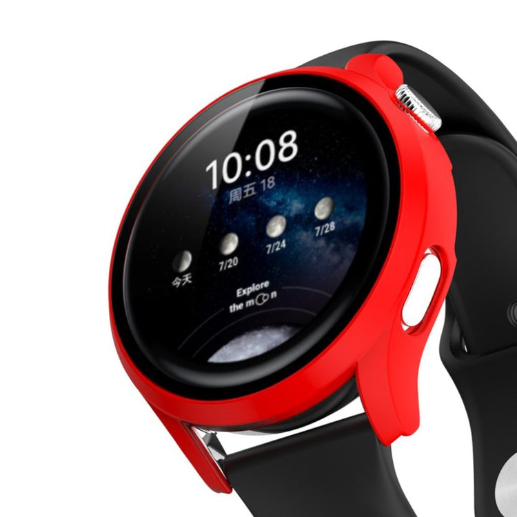 Godt Huawei Watch 3 Cover med Skærmbeskytter i Plastik og Hærdet Glas - Rød#serie_5