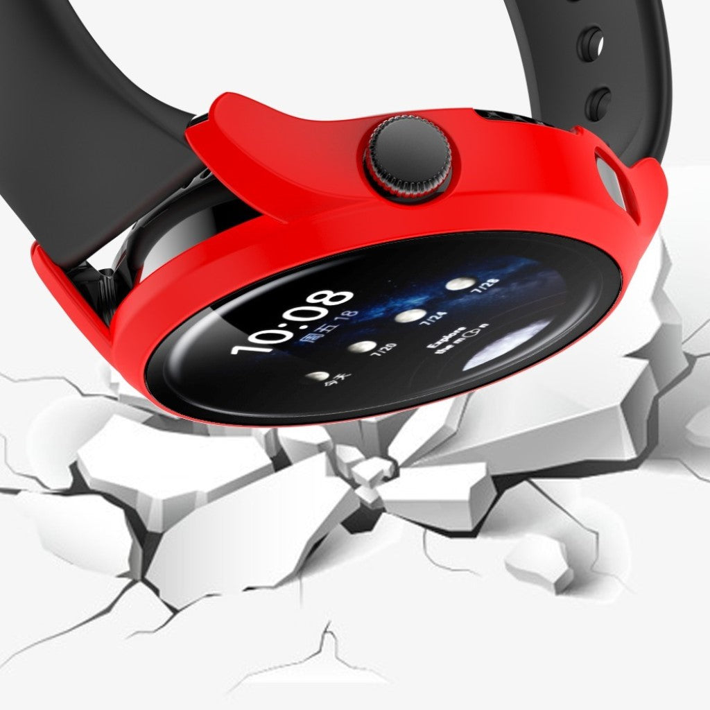 Godt Huawei Watch 3 Cover med Skærmbeskytter i Plastik og Hærdet Glas - Rød#serie_5