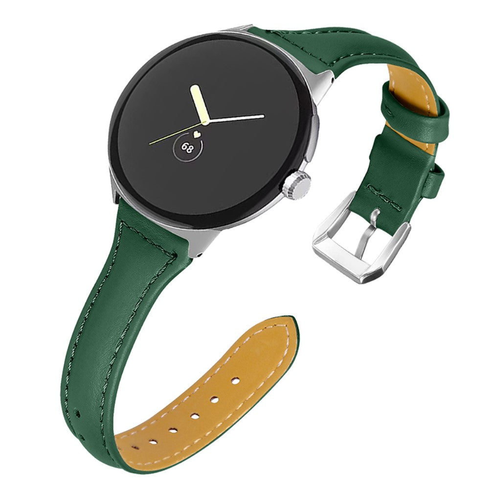 Rigtigt kønt Google Pixel Watch Ægte læder Rem - Grøn#serie_11