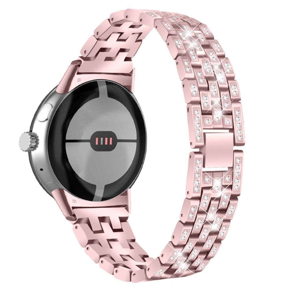 Stilfuld Google Pixel Watch Metal og Rhinsten Rem - Pink#serie_2