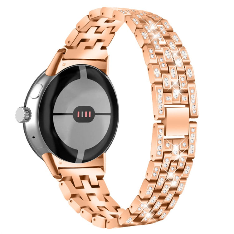 Stilfuld Google Pixel Watch Metal og Rhinsten Rem - Pink#serie_3