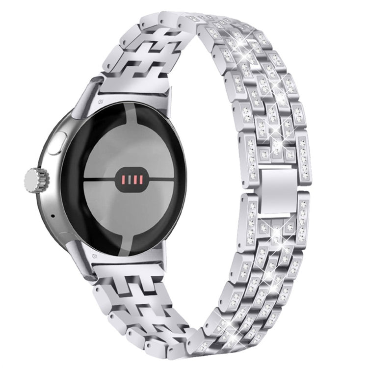 Stilfuld Google Pixel Watch Metal og Rhinsten Rem - Sølv#serie_5