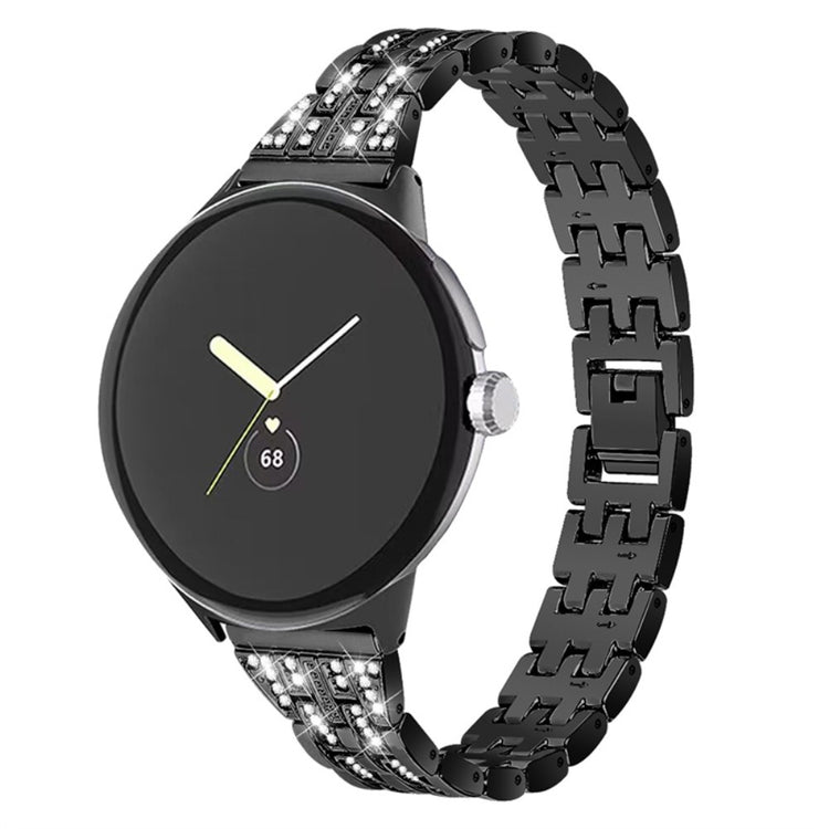 Super slidstærk Google Pixel Watch Metal og Rhinsten Rem - Sort#serie_1