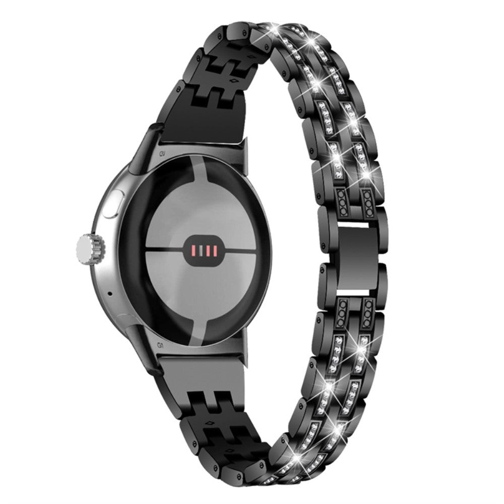 Super slidstærk Google Pixel Watch Metal og Rhinsten Rem - Sort#serie_1