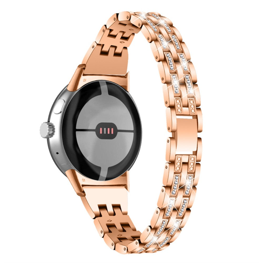 Super slidstærk Google Pixel Watch Metal og Rhinsten Rem - Pink#serie_3