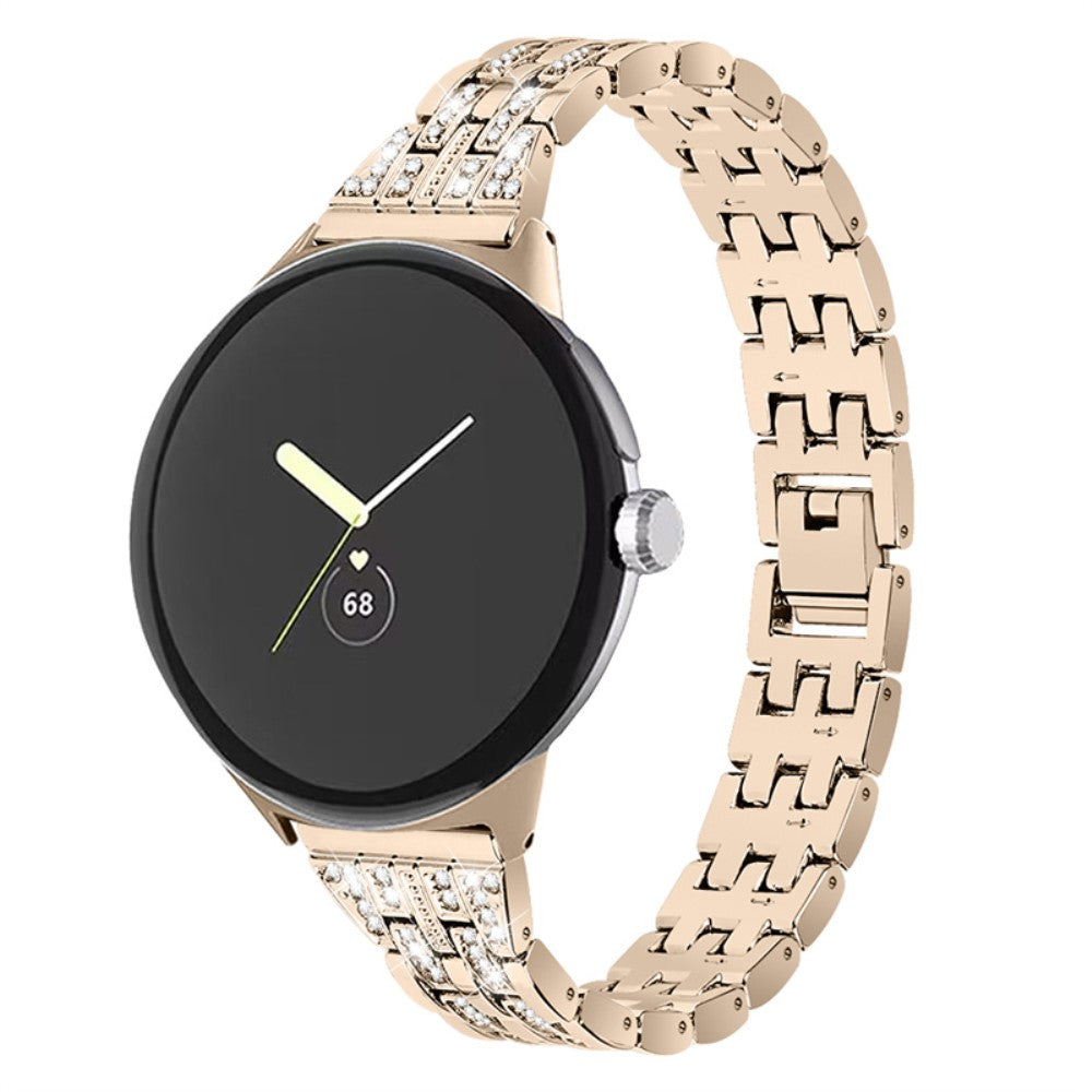 Super slidstærk Google Pixel Watch Metal og Rhinsten Rem - Guld#serie_5