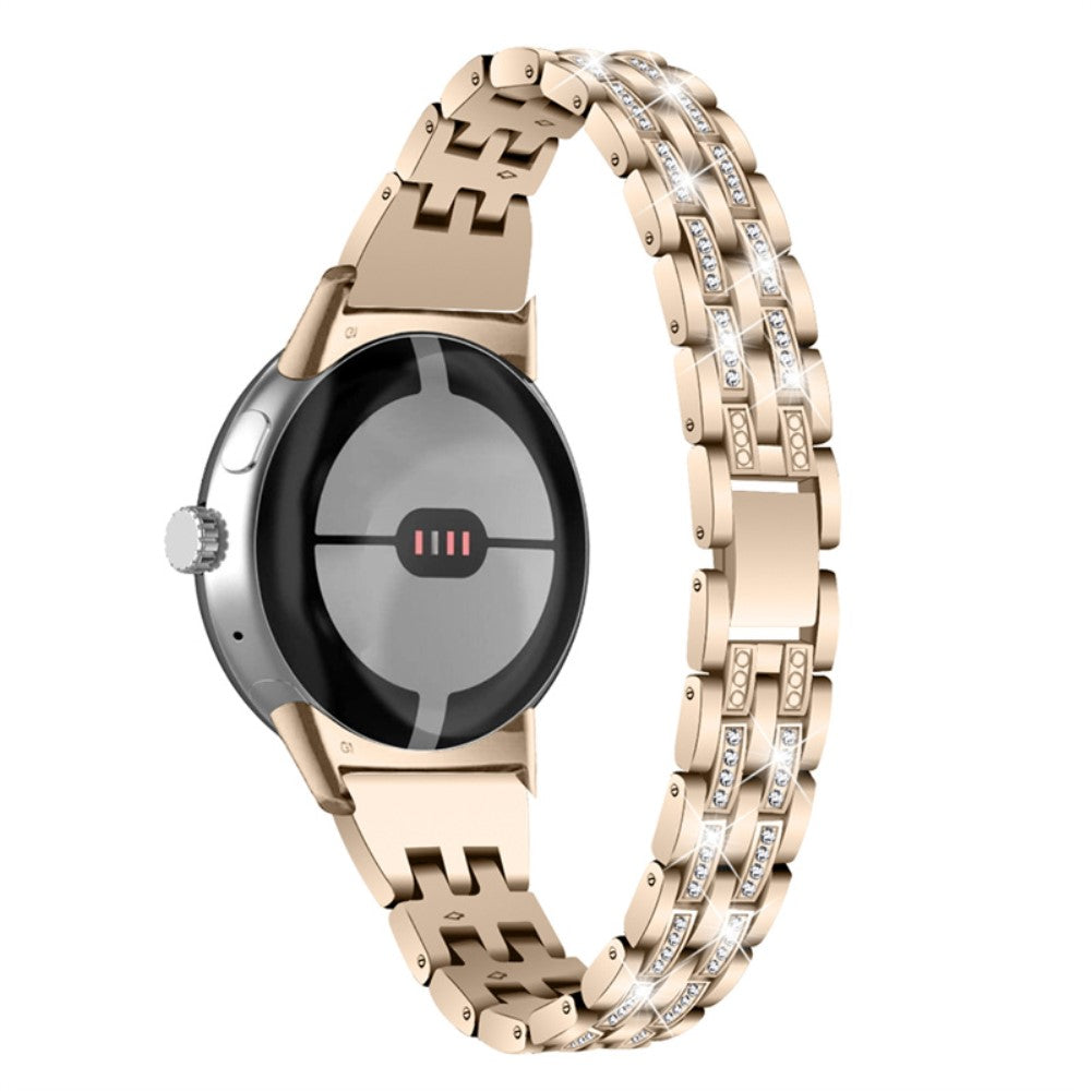 Super slidstærk Google Pixel Watch Metal og Rhinsten Rem - Guld#serie_5