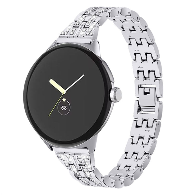 Super slidstærk Google Pixel Watch Metal og Rhinsten Rem - Sølv#serie_6