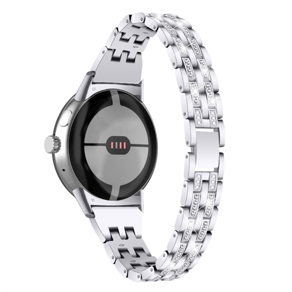 Super slidstærk Google Pixel Watch Metal og Rhinsten Rem - Sølv#serie_6