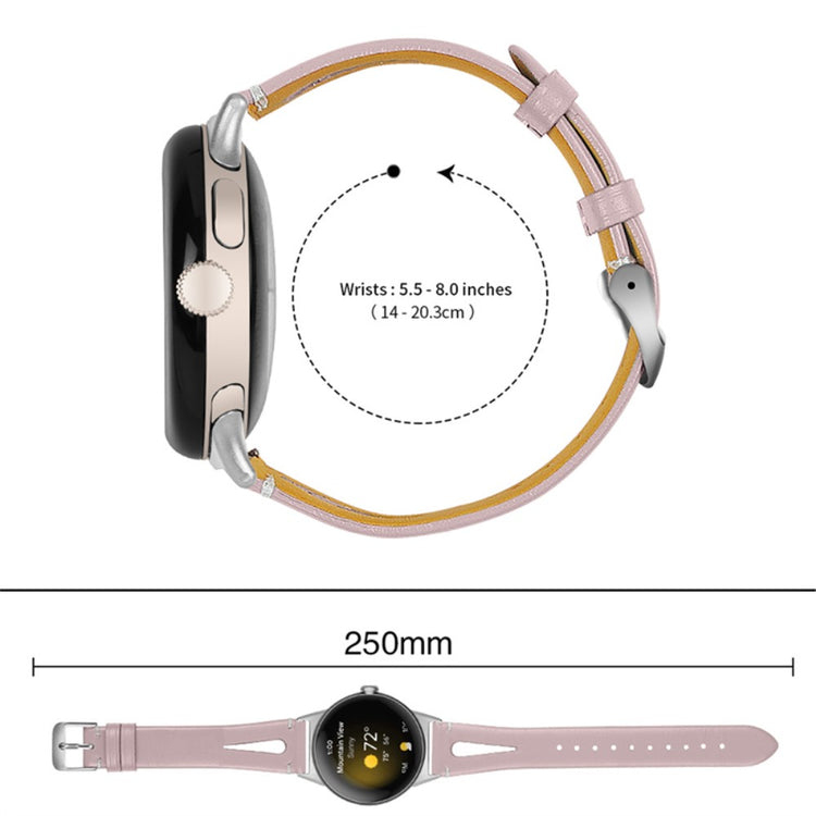 Rigtigt holdbart Google Pixel Watch Ægte læder Rem - Pink#serie_1