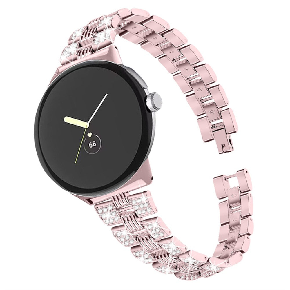 Super sejt Google Pixel Watch Metal og Rhinsten Rem - Pink#serie_2