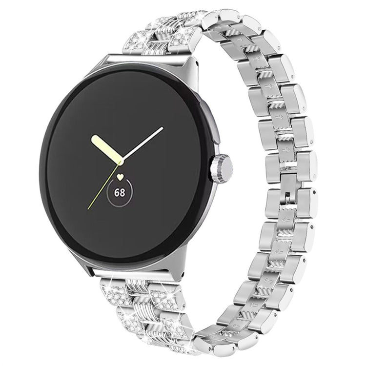 Super sejt Google Pixel Watch Metal og Rhinsten Rem - Sølv#serie_5