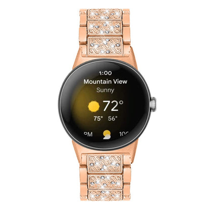 Sejt Google Pixel Watch Metal og Rhinsten Rem - Pink#serie_3