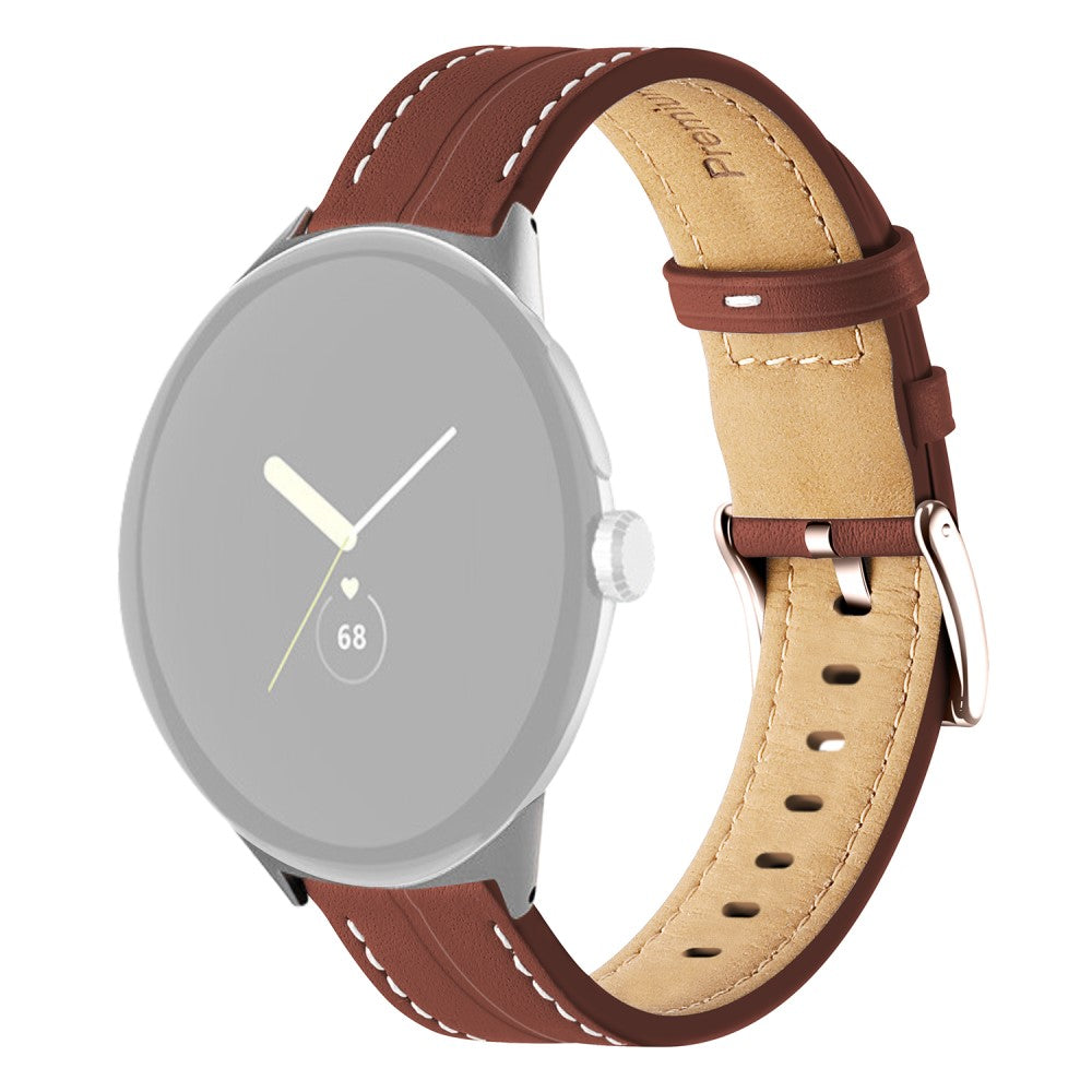 Helt vildt rart Google Pixel Watch Ægte læder Rem - Brun#serie_9