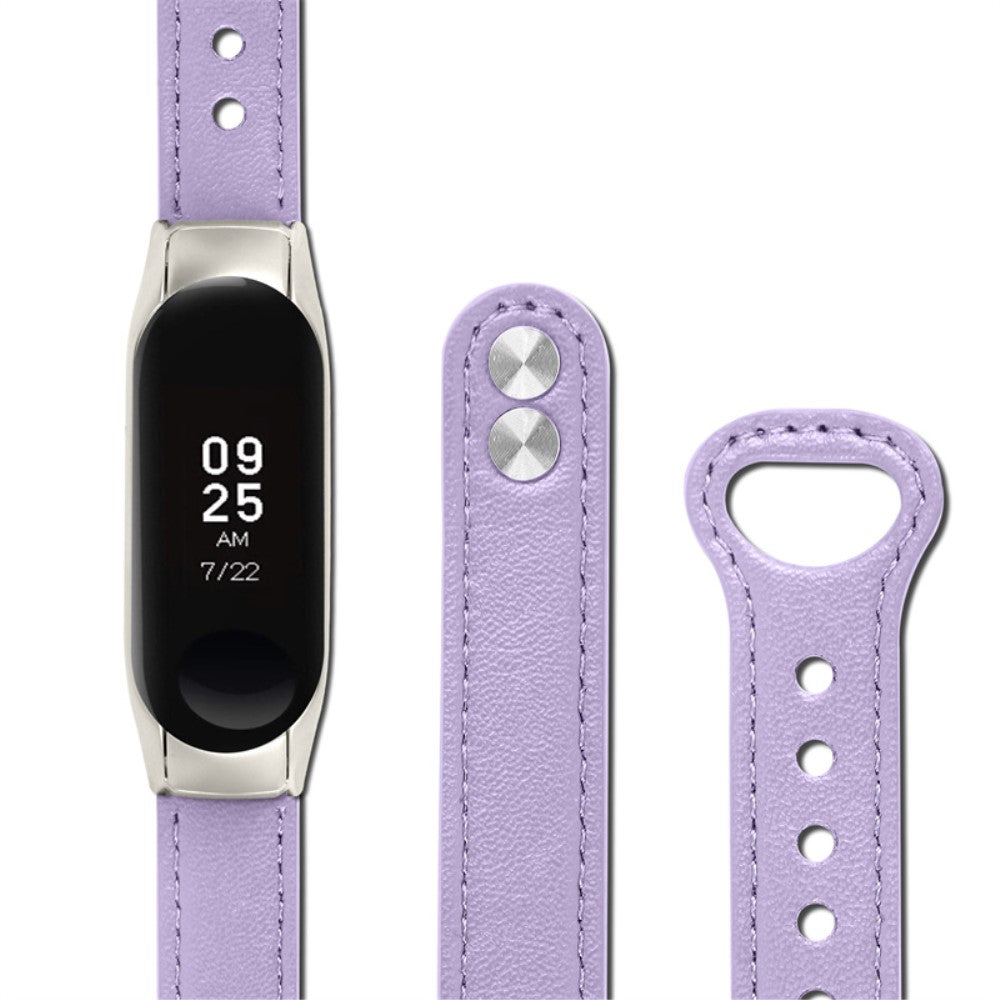  Xiaomi Mi Smart Band 6 / Xiaomi Mi Band 5 Ægte læder Urrem - Lilla#serie_6