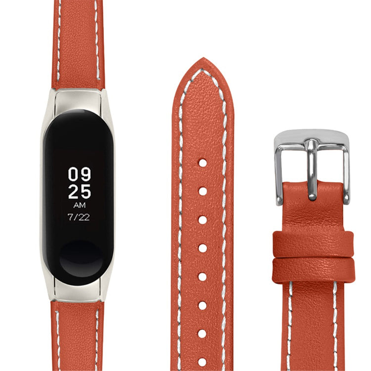 Meget fint Xiaomi Mi Band 7 Ægte læder Urrem - Orange#serie_2